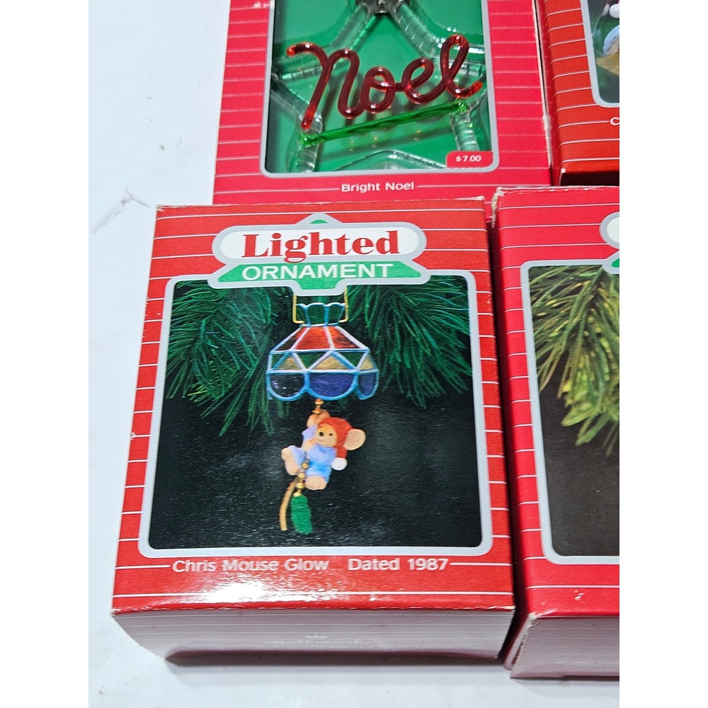 Hallmark Lighted Christmas Ornaments Lot of 6 Vintage Mice Santa Noel - Picture 4 of 9